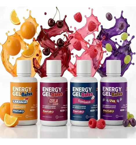 Energy Gel 500G Balas, Laranja, Framboesa, Uva, Cereja